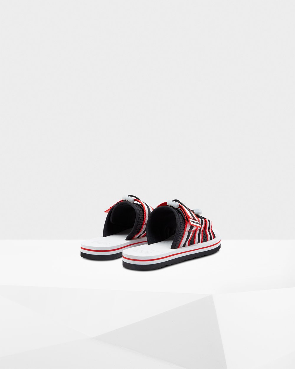 Hunter Original Beach Slides - Online Mens Black/White/Red - XYFPIO382